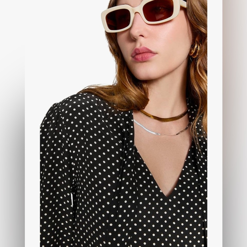 Rebecca Minkoff Women's Blouse True Black Polka Dot size XSmall